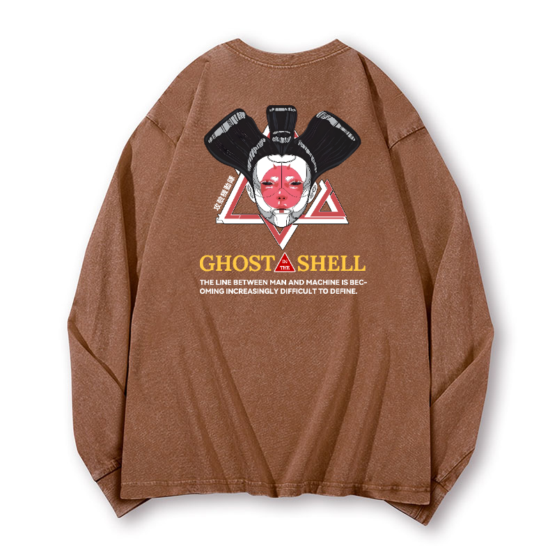 Ghost in the Shell Geisha Vintage Washed Cotton Back Art Long-sleeve T-shirt