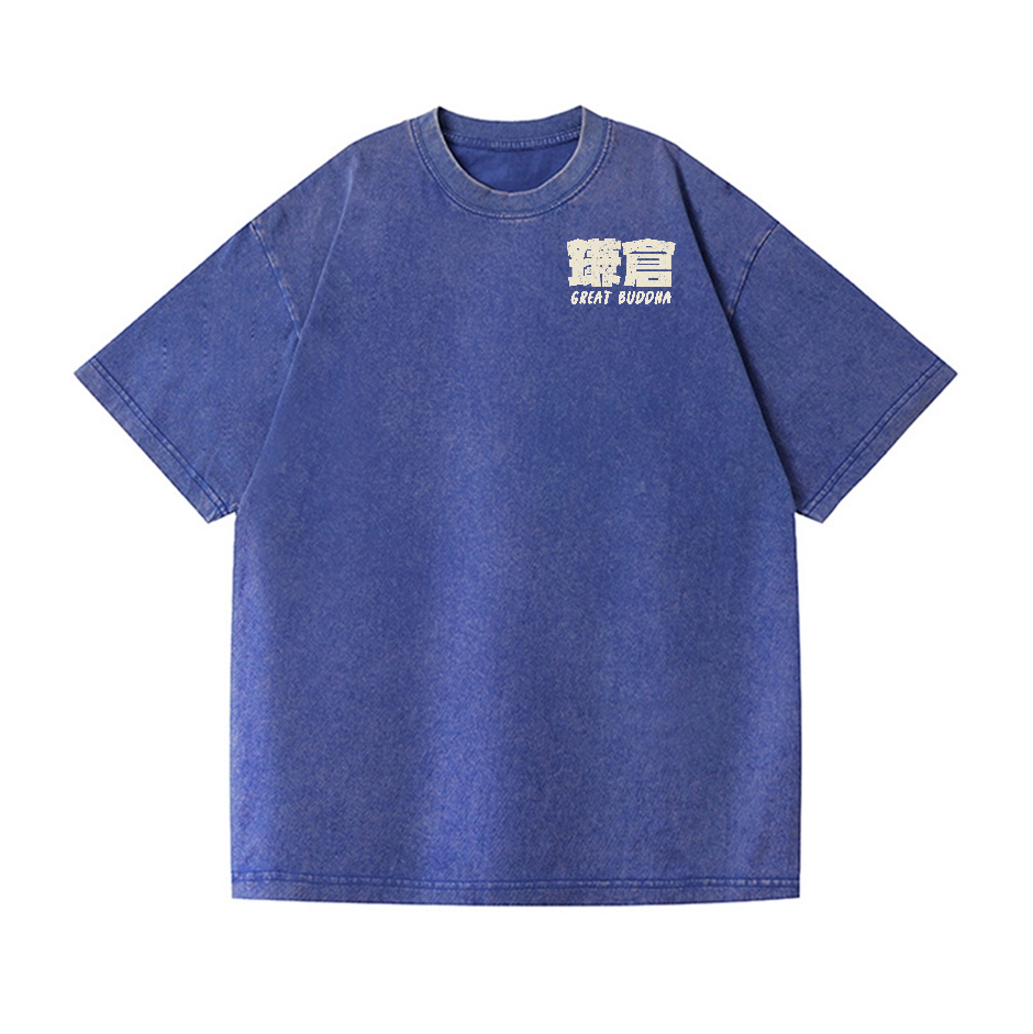 Kamakura Daibutsu Great Buddha Vintage Wash Japanese Design Back Art T-Shirt