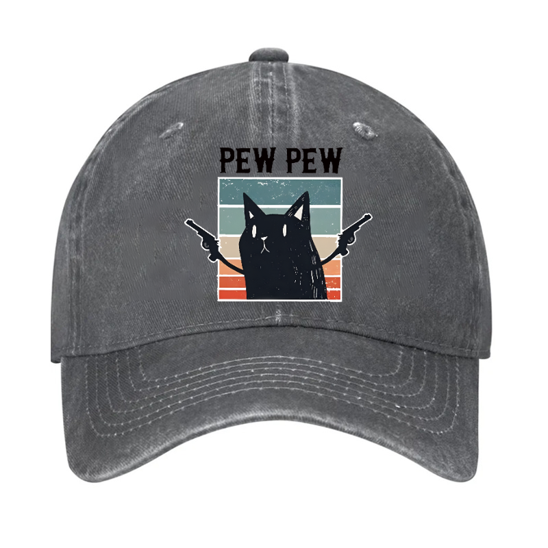 Pew Pew Cat Vintage Cotton Cap