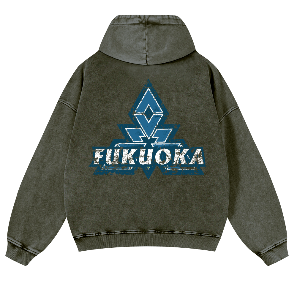 Fukuoka Vintage Washed Cotton Back Art Hoodie