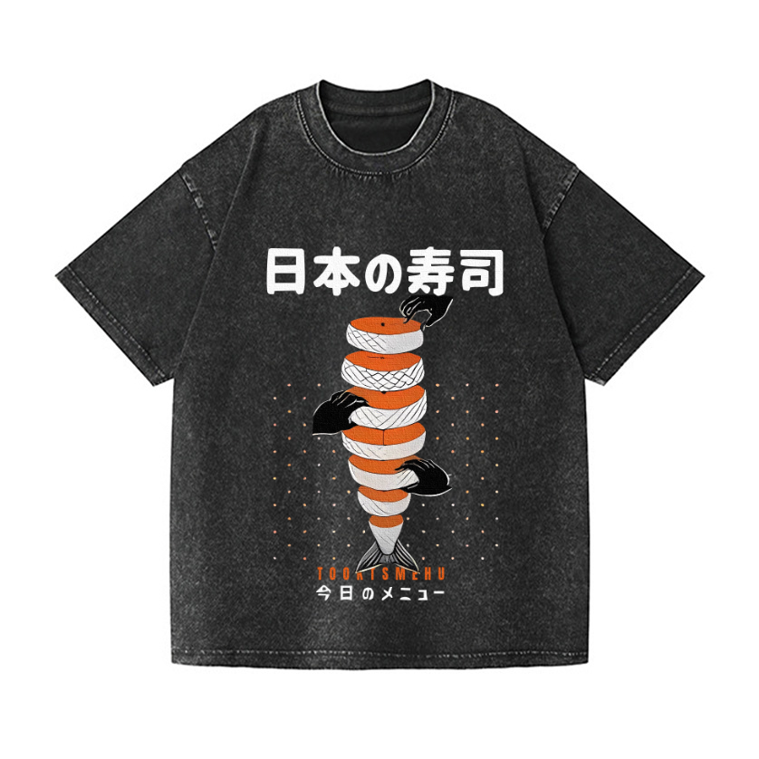 Delicious Salmon Sushi Vintage Wash Japanese Design T-Shirt