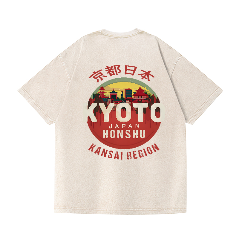 Kyoto Kansai Honshu Vintage Wash Japanese Design Back Art T-Shirt