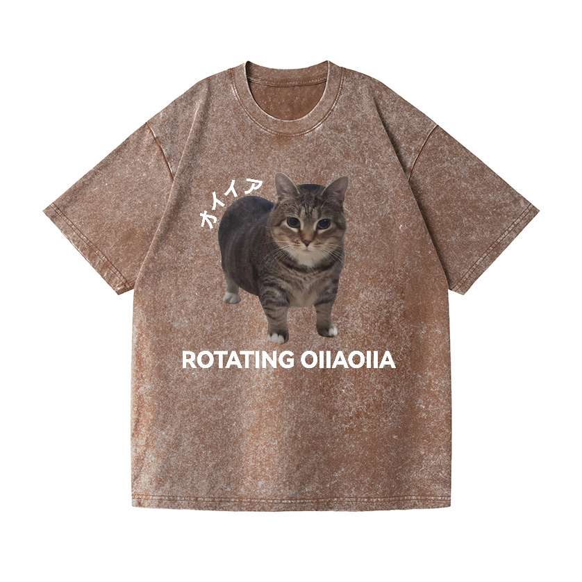 OIIA Cat Vintage Wash Japanese Design T-Shirt