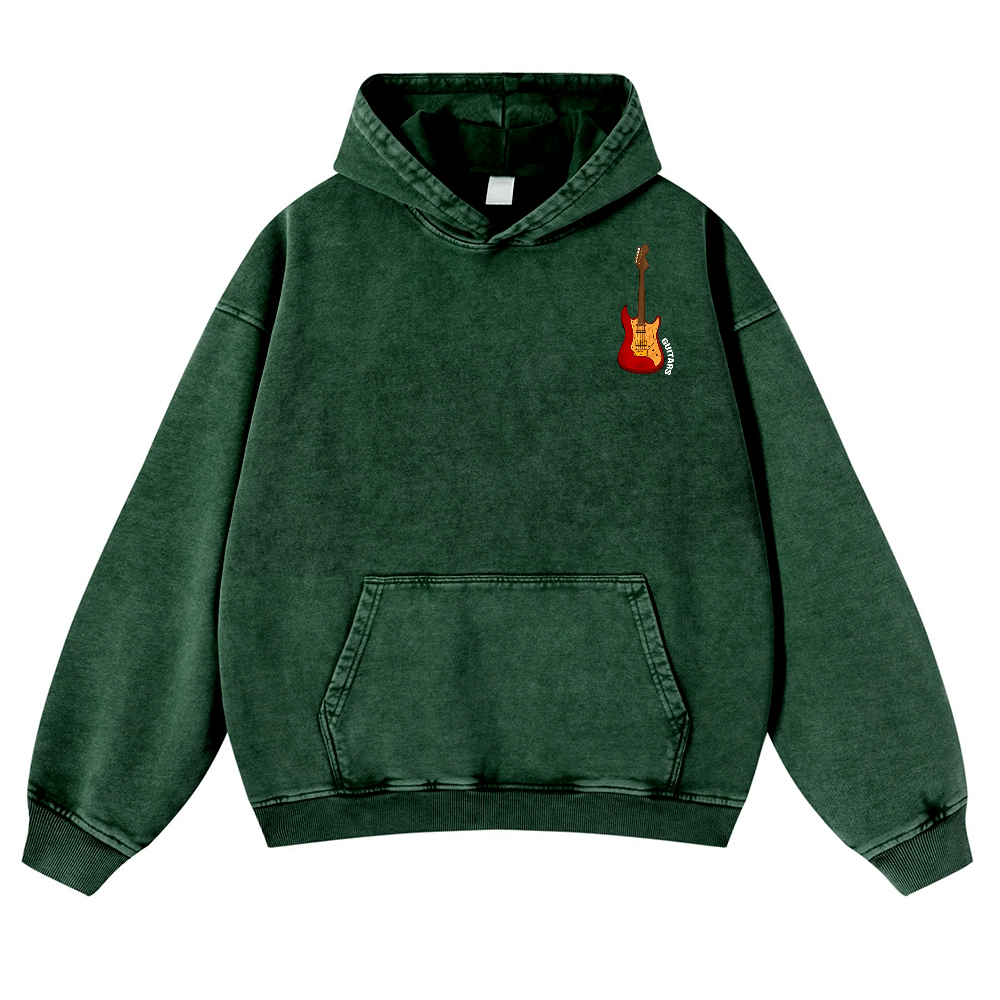 Guitars Vintage Washed Cotton Back Art Hoodie