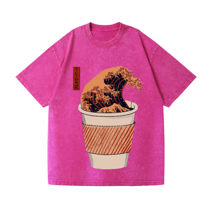 Wave Vintage Wash Japanese Design T-Shirt
