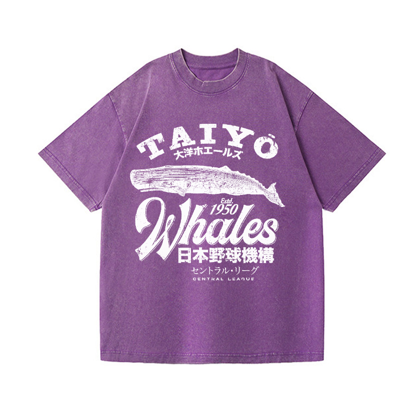 Taiyo Whales Central League Team Vintage Wash Japanese Design T-Shirt