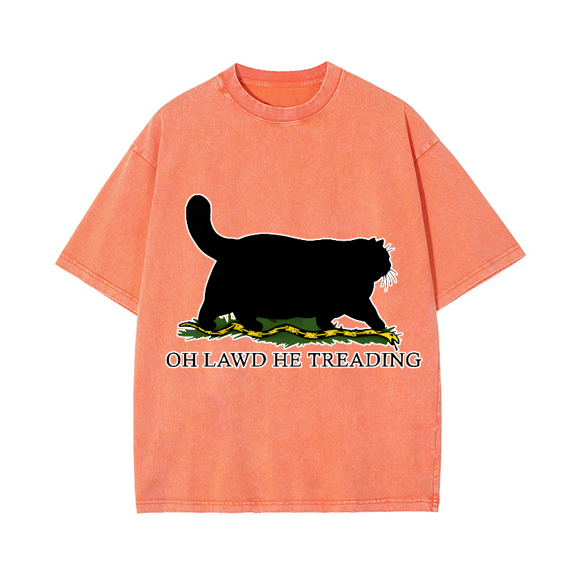 Black Cat Vintage Wash Japanese Design T-Shirt