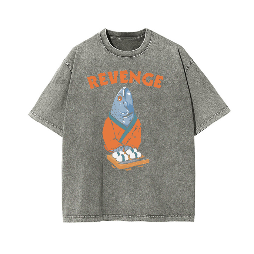 Revenge Fish Vintage Wash Japanese Design T-Shirt