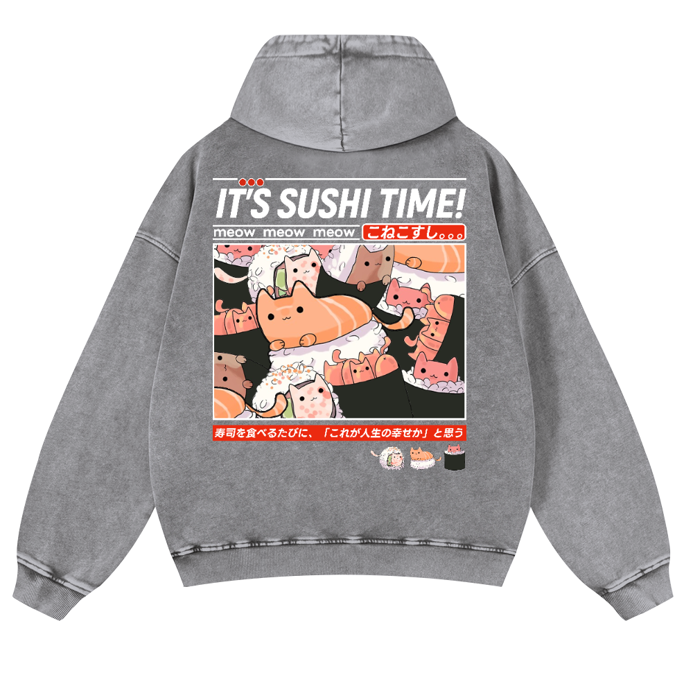 Sushi Vintage Washed Cotton Back Art Hoodie