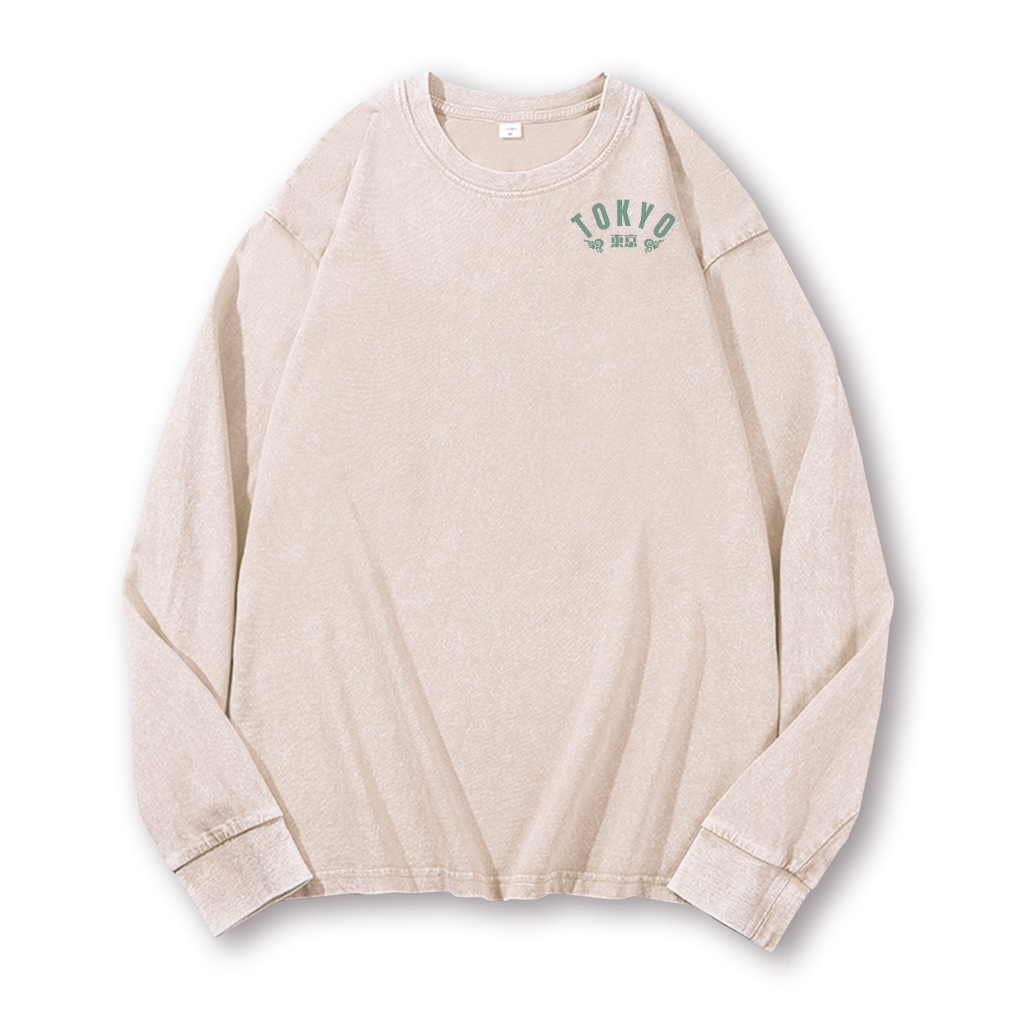 Tokyo Kanto Japan Vintage Washed Cotton Back Art Long-sleeve T-shirt