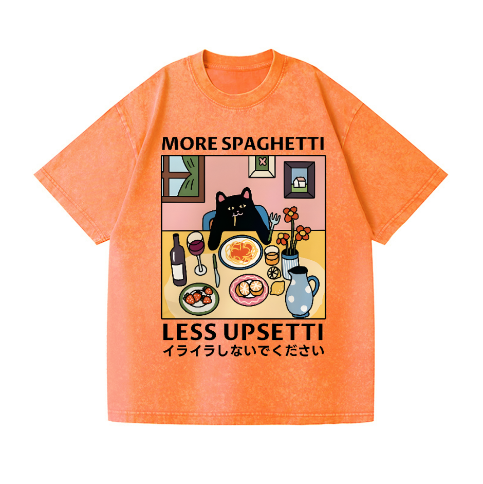 Spaghetti Cat Vintage Wash Japanese Design T-Shirt