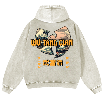 Wu-Tang Clan Ukiyoe Wave Ukiyoe Wave Vintage Washed Cotton Back Art Hoodie