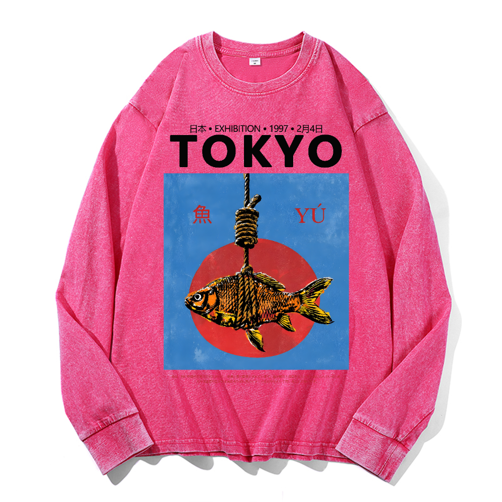 Tokyo Fish Vintage Cotton Wash Long-sleeve T-shirt