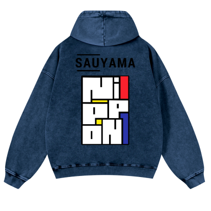 Sauyama Nippon Vintage Washed Cotton Back Art Hoodie