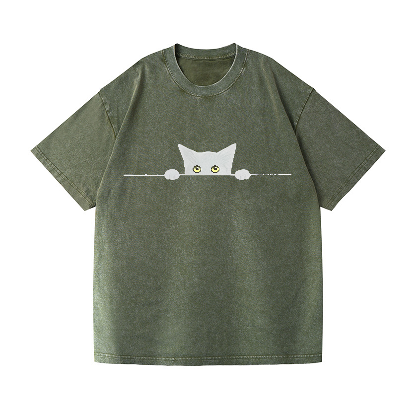 Black Cat Vintage Wash Japanese Design T-Shirt