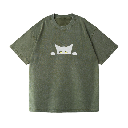 Black Cat Vintage Wash Japanese Design T-Shirt