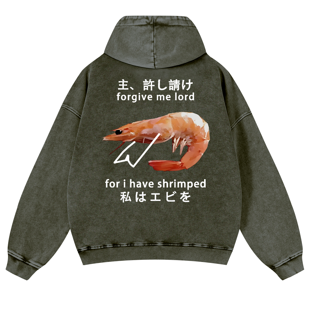 Shrimp Vintage Washed Cotton Back Art Hoodie