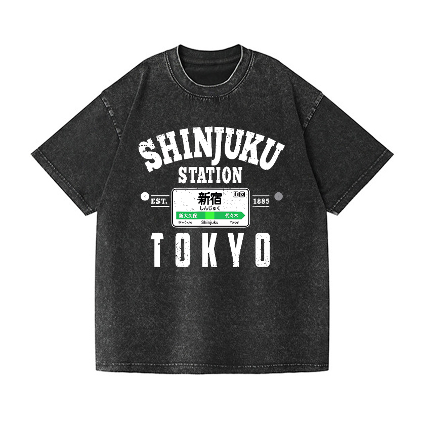 Shinjuku Station Vintage Wash Japanese Design T-Shirt