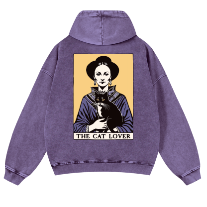 The Cat Lover Vintage Washed Cotton Back Art Hoodie