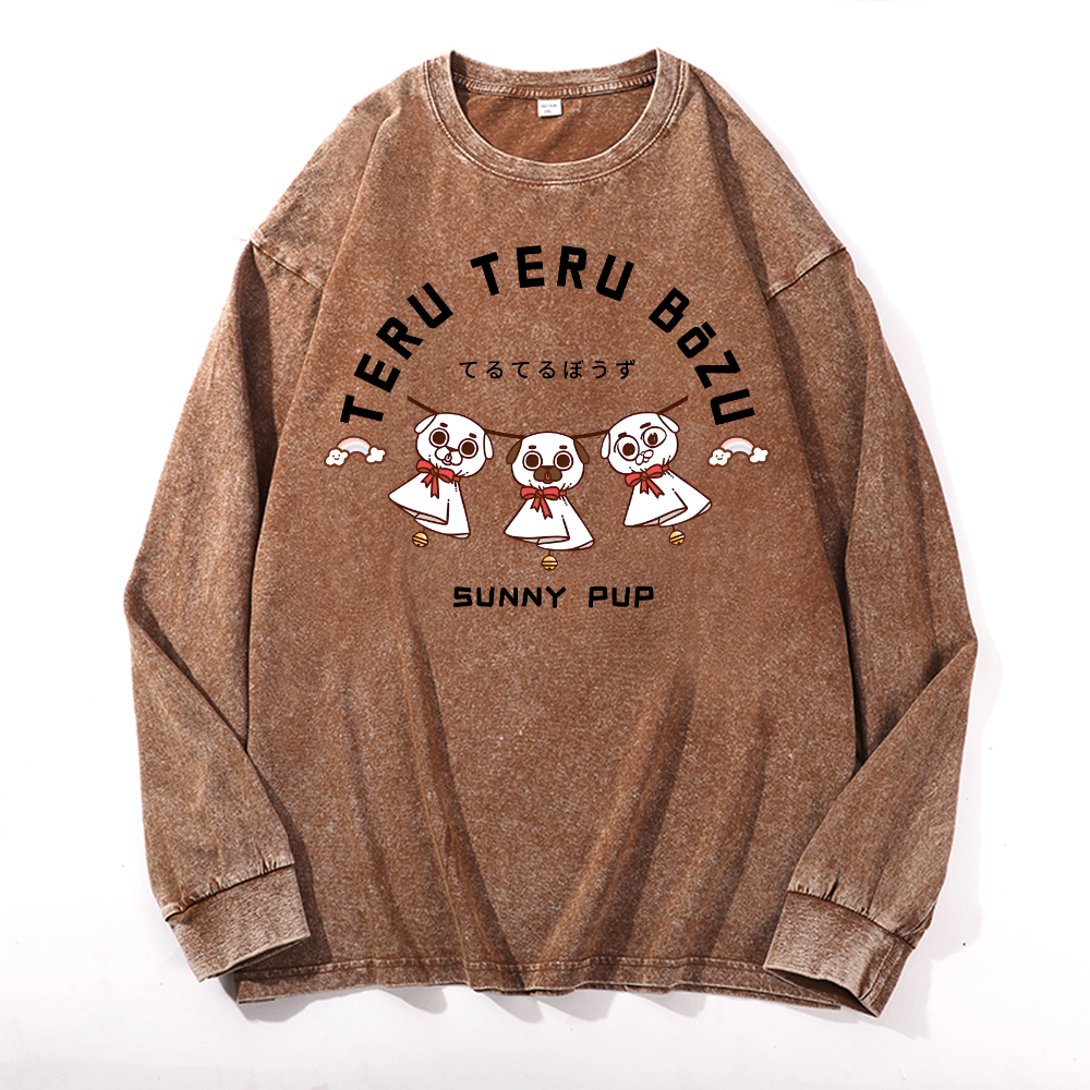 Teru Doll Dog Vintage Cotton Wash Crewneck Sweatshirt