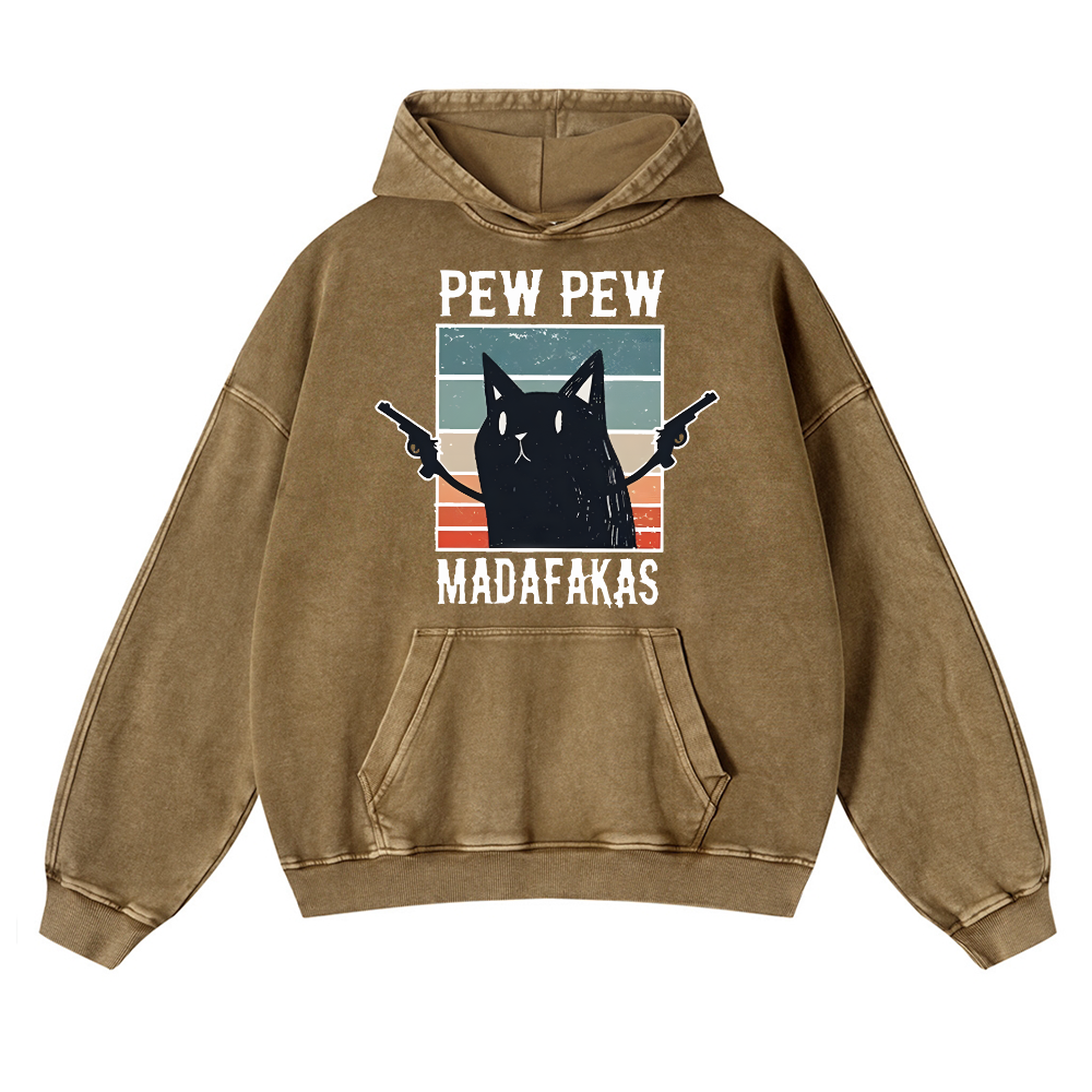 Cat Vintage Washed Thick Cotton Hoodie