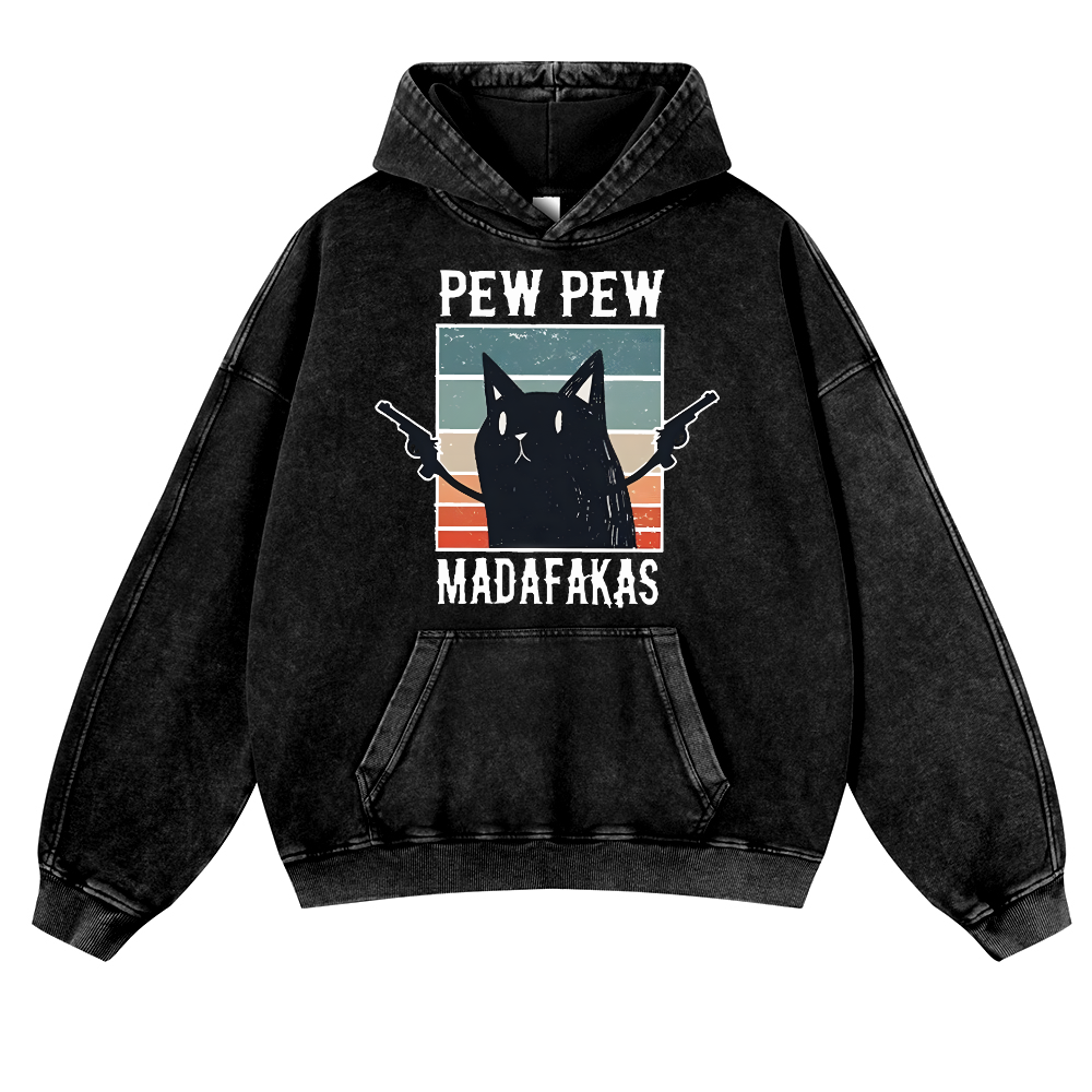 Cat Vintage Washed Thick Cotton Hoodie