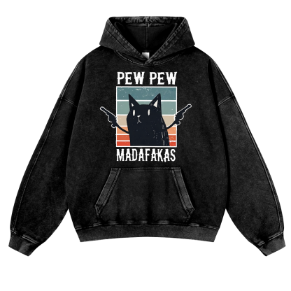 Cat Vintage Washed Thick Cotton Hoodie