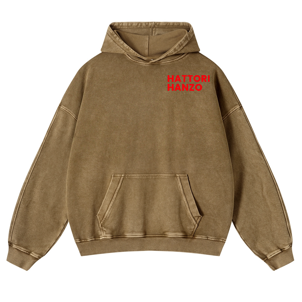 Okinawa  Hattori Hanzo Vintage Washed Cotton Back Art Hoodie
