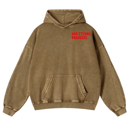 Okinawa  Hattori Hanzo Vintage Washed Cotton Back Art Hoodie