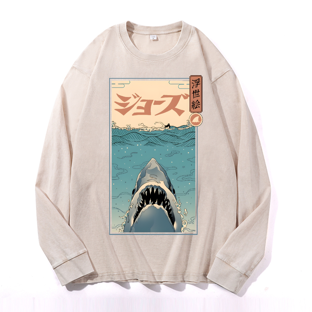 Jaws Vintage Cotton Wash Crewneck Sweatshirt
