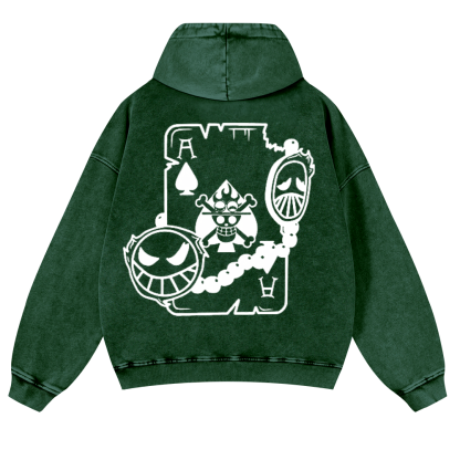 One Piece Vintage Washed Cotton Back Art Hoodie