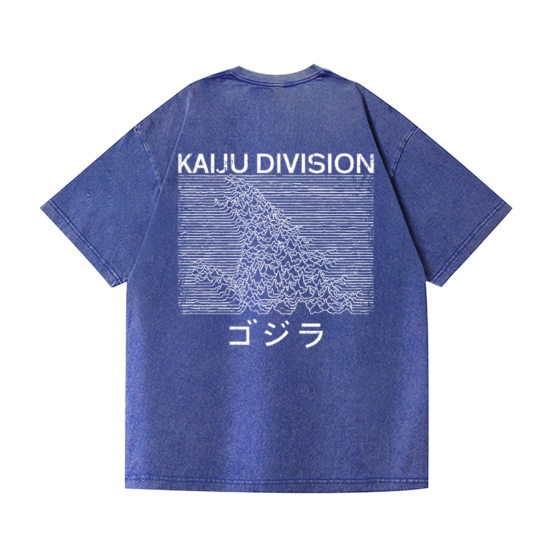 Kaiju Division Godzilla Vintage Wash Japanese Design Back Art T-Shirt