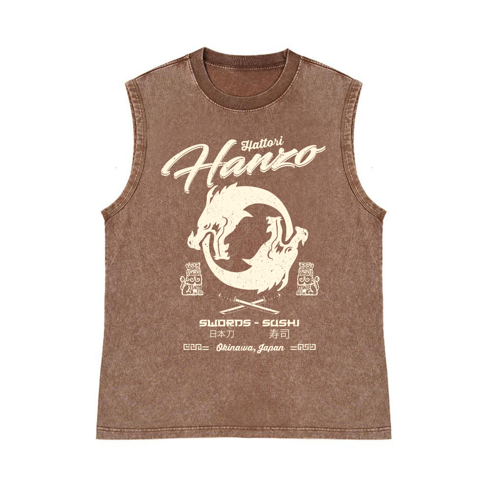 Hattori Hanzo Pure Cotton Wash-Dyed Sleeveless Tank Top