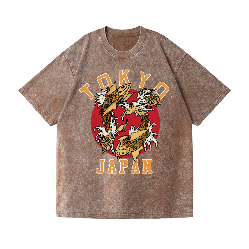 Tokyo Koi Fish Vintage Wash Japanese Design T-Shirt