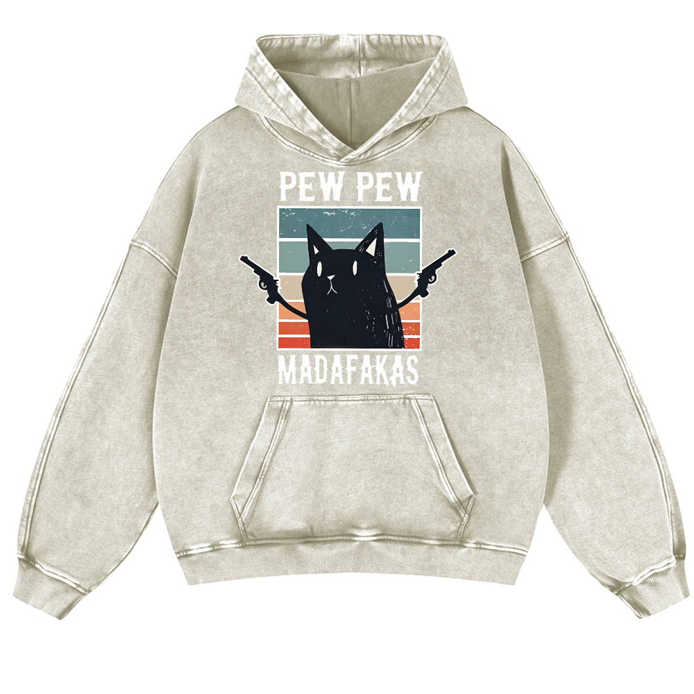 Cat Vintage Washed Thick Cotton Hoodie