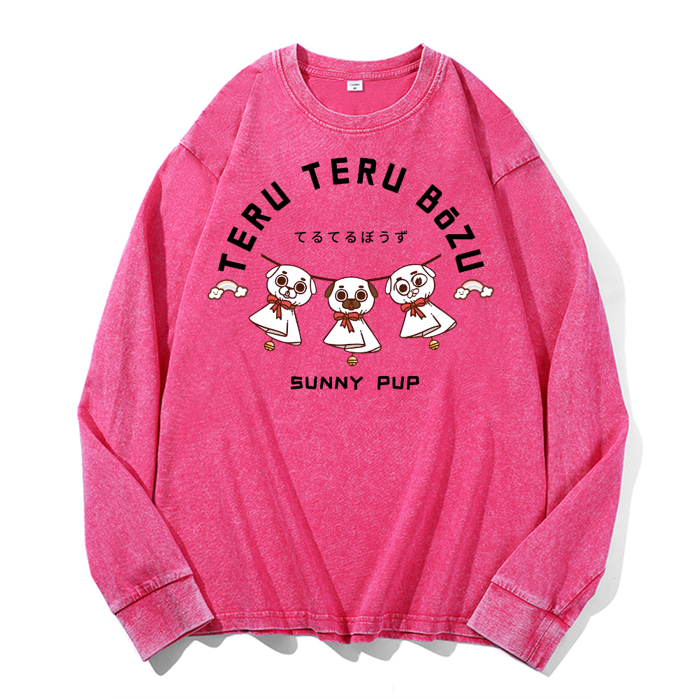Teru Doll Dog Vintage Cotton Wash Crewneck Sweatshirt