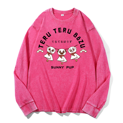 Teru Doll Dog Vintage Cotton Wash Crewneck Sweatshirt