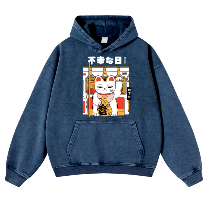 Unlucky Day Vintage Washed Thick Cotton Hoodie