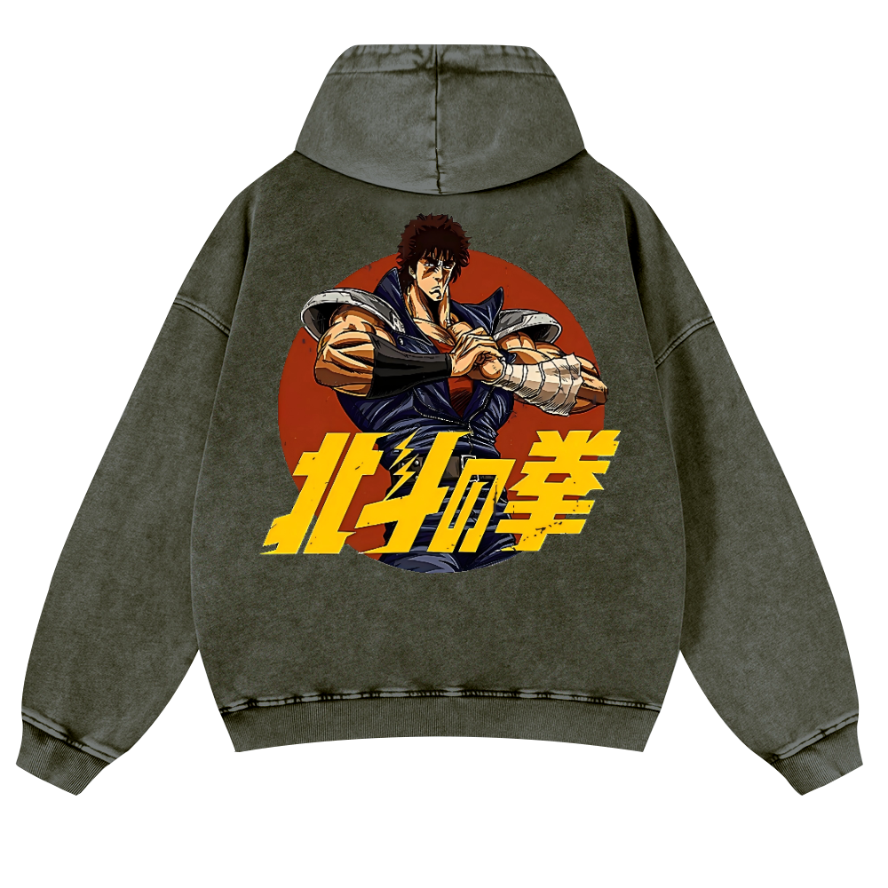Fist of the North Star Vintage Washed Cotton Back Art Hoodie