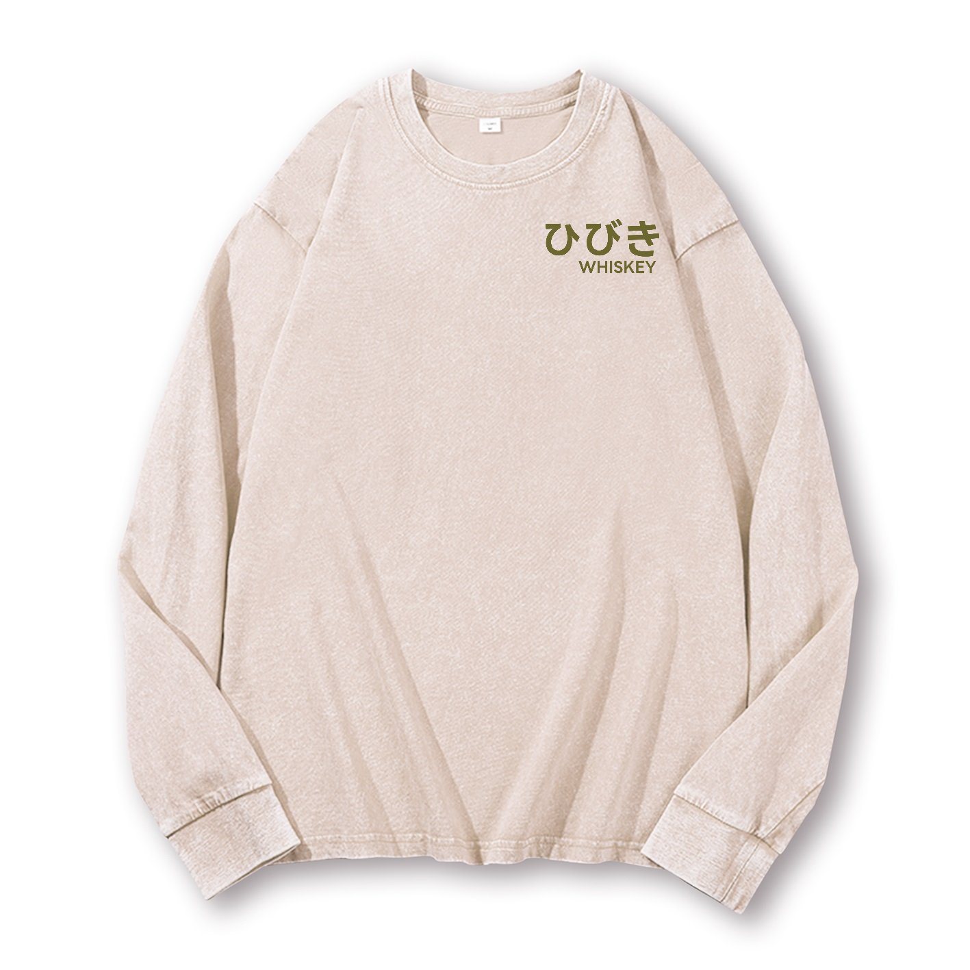 Hibiki Whisky Vintage Washed Cotton Back Art Long-sleeve T-shirt