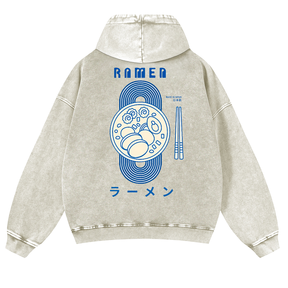 Ramen Vintage Washed Cotton Back Art Hoodie