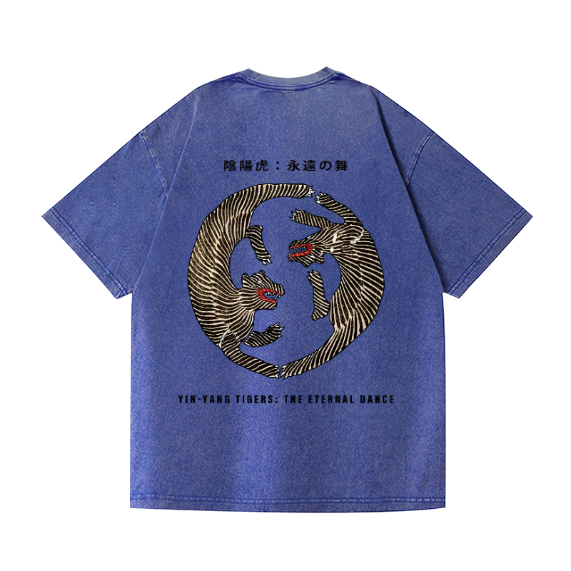 Tiger Vintage Wash Japanese Design Back Art T-Shirt
