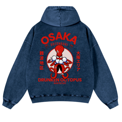 Osaka Drunken Vintage Washed Cotton Back Art Hoodie