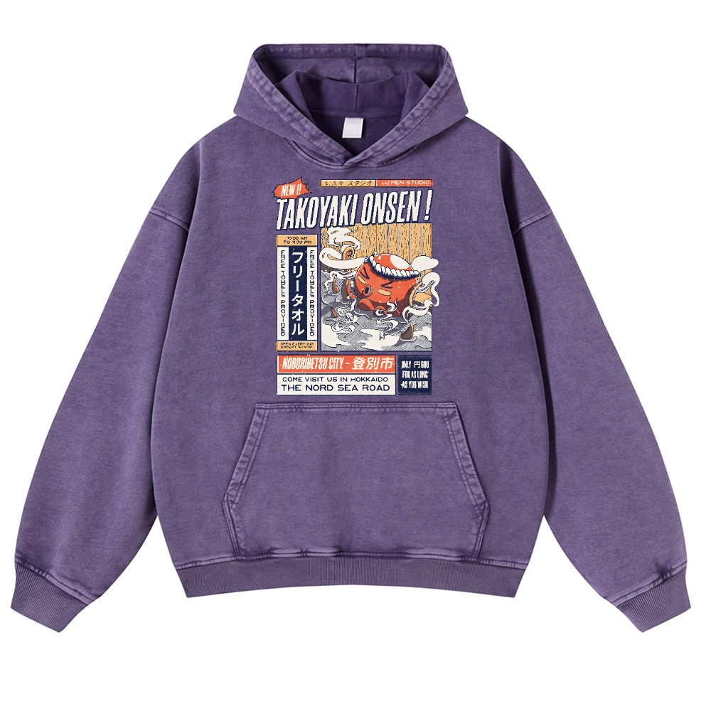 Takoyaki Octopus Vintage Washed Thick Cotton Hoodie