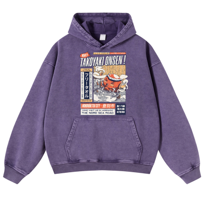 Takoyaki Octopus Vintage Washed Thick Cotton Hoodie