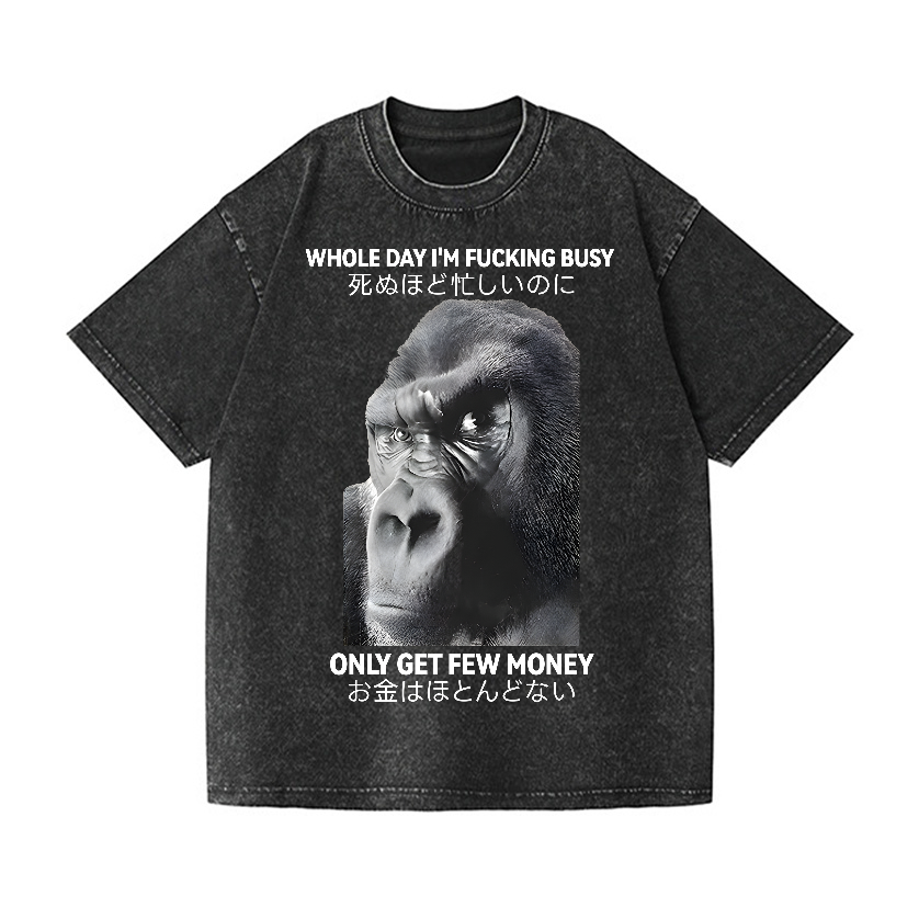 Gorilla Only Get Few Money Vintage Wash Japanese Design T-Shirt