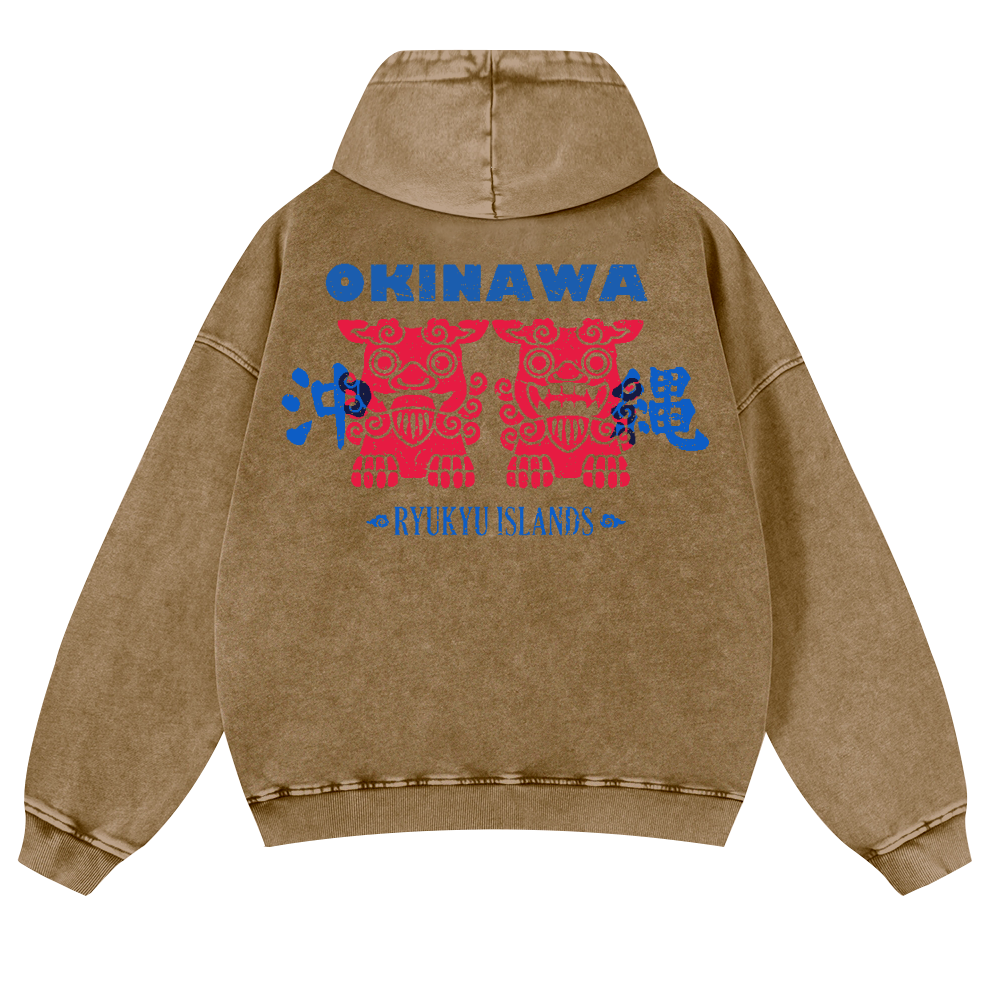 Okinawa Vintage Washed Cotton Back Art Hoodie