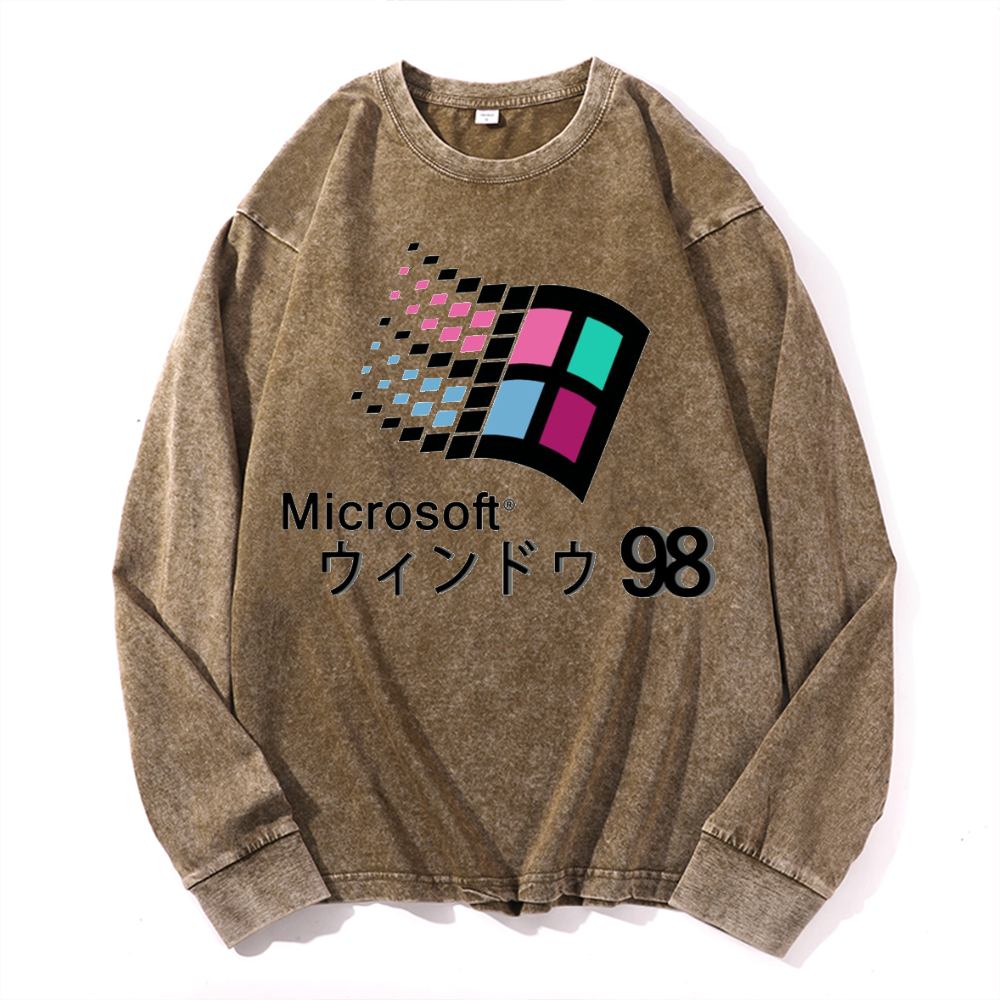 Microsoft Windows 98 Vintage Cotton Wash Crewneck Sweatshirt