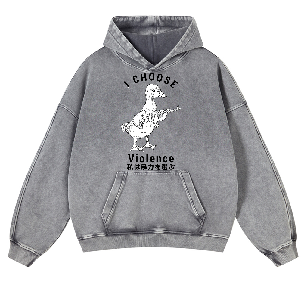 Duck Vintage Washed Thick Cotton Hoodie