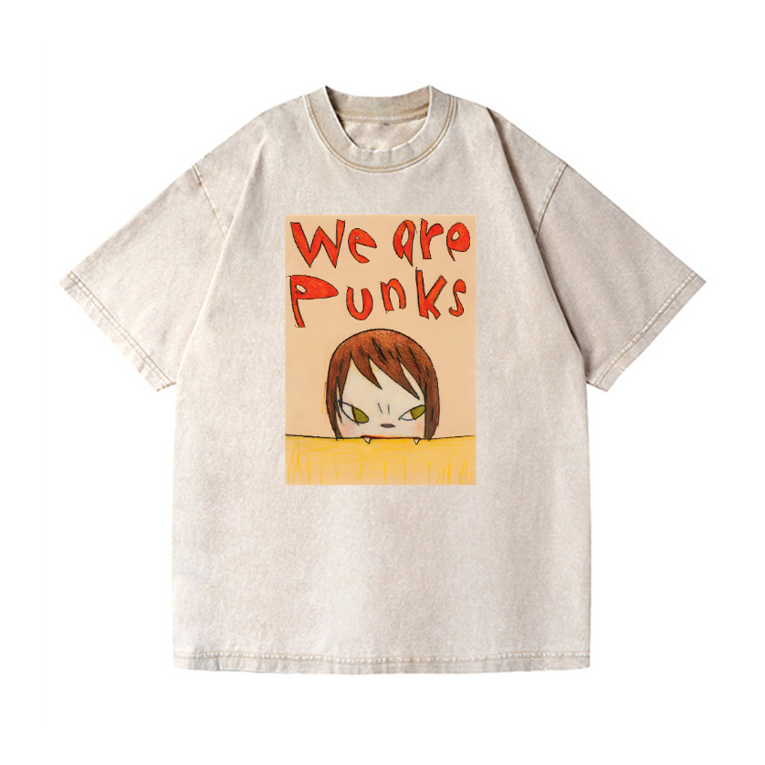 Nara Yoshitomo We Are Punks Vintage Wash Japanese Design T-Shirt
